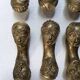 Set of 8 bronze knife holders handcrafted African ethnic tribal art