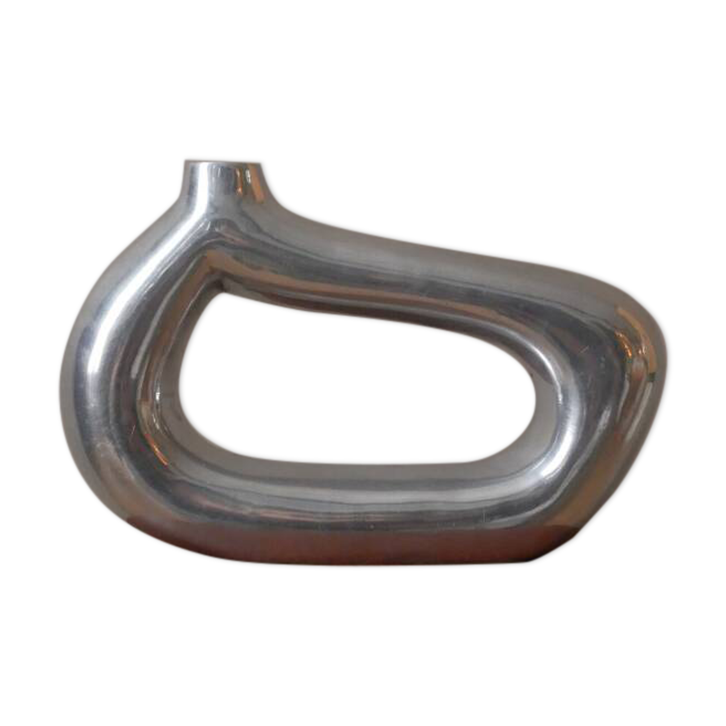 Vase soliflore en métal argenté fabrication artisanale forme contemporaine design contemporain