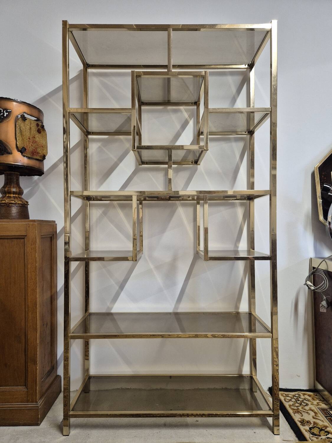 Vintage 1970s golden designer shelf