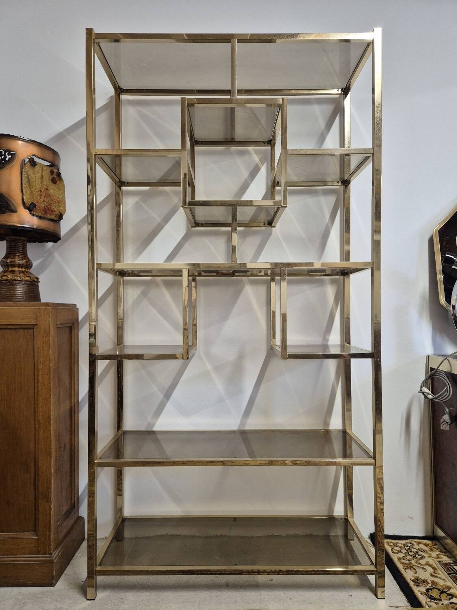 Vintage 1970s golden designer shelf