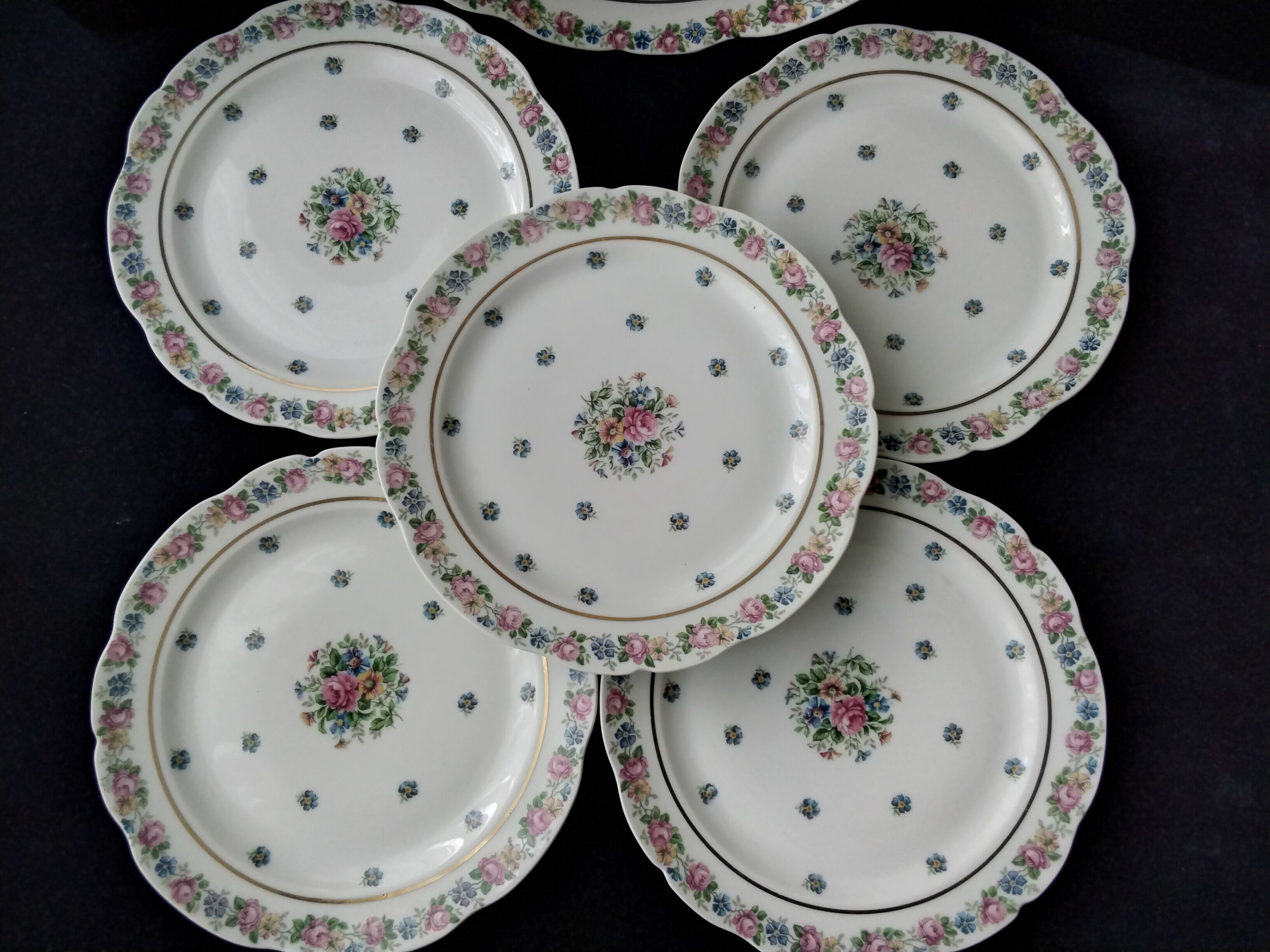 Set of 5 porcelain cake plates from Limoges Chapus Frères