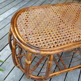 Table basse en rotin vintage