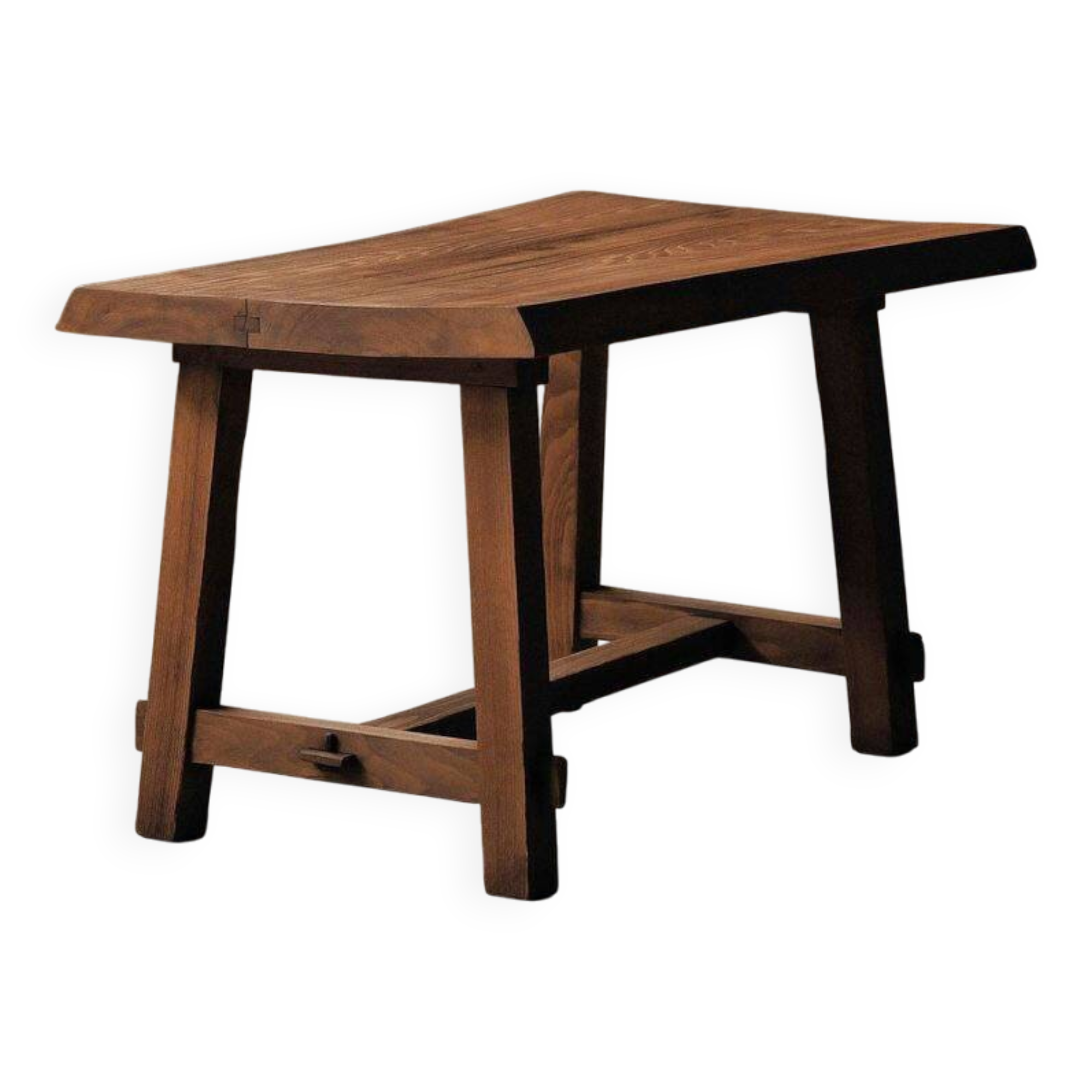 Desk, solid oak side table – France, circa 1970