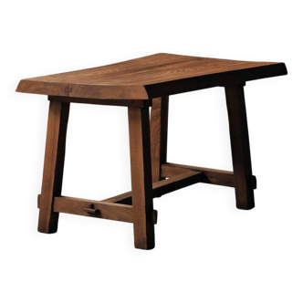 Desk, solid oak side table – France, circa 1970