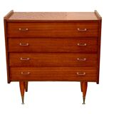 Vintage varnished teak chest of drawers 1970