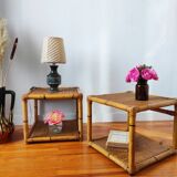 Pair of rattan end table bedside tables
