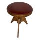 Vintage Red Leather Cushion Wooden Tripod Piano Stool