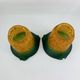 Pair of Antique Art Nouveau Tulips - Speckled Amber Green Glass
