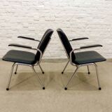Black Leatherette Dutch Design Gispen Armchairs by Martin de Wit, 1960s.