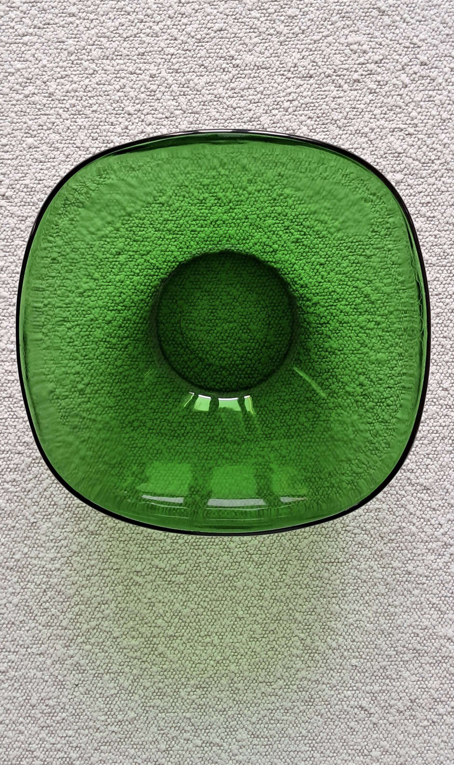 Vintage emerald green salad bowl made in France.