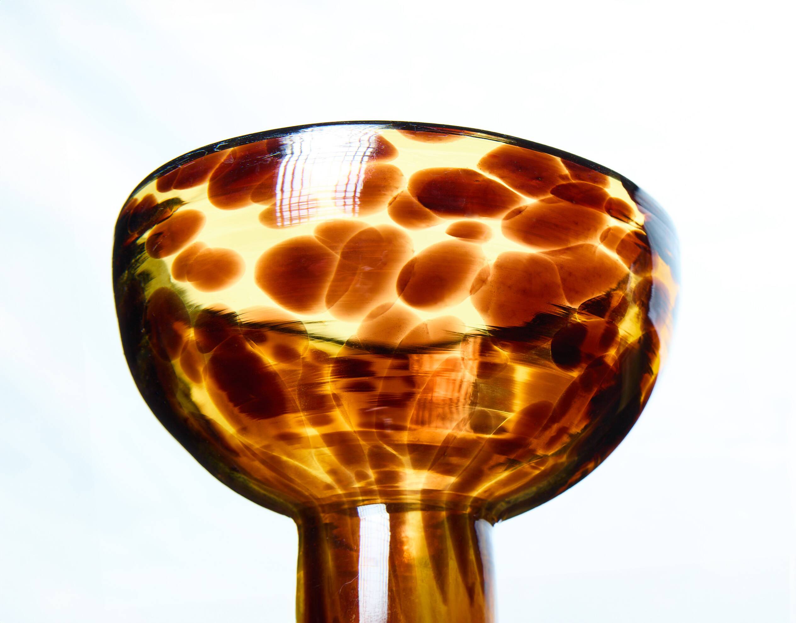 Amber blown glass candle holder – Art Deco style – 24.5 cm