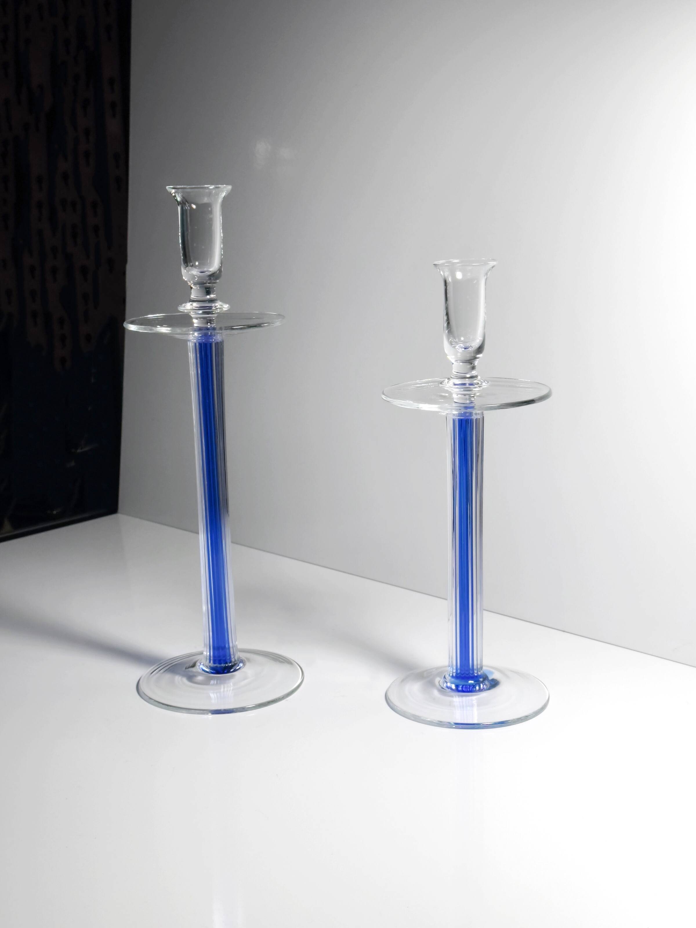 2 porte-bougies en verre IVV Italia - années 1980