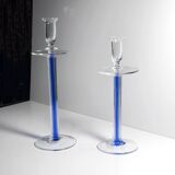 2 porte-bougies en verre IVV Italia - années 1980