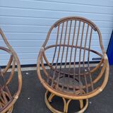 Pairs of 70s rattan armchairs