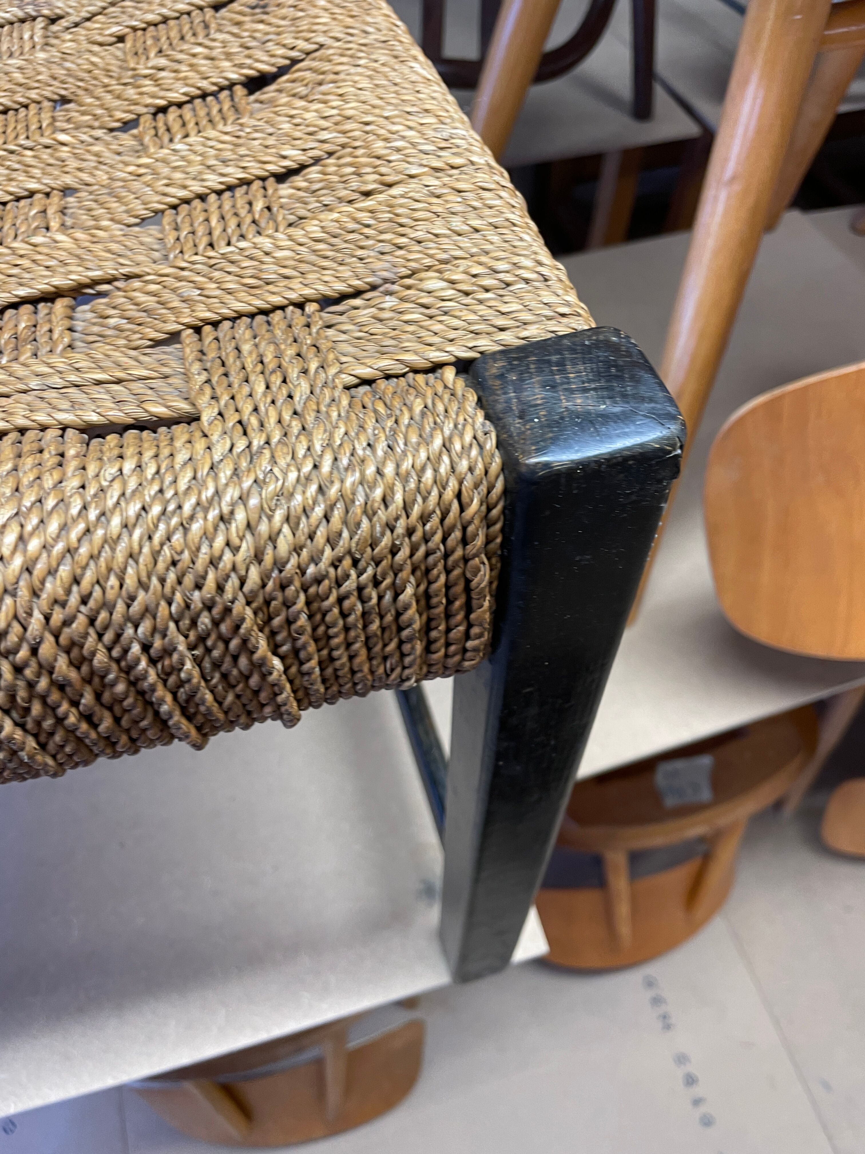 Suite 4 chaises vintage en bois, fabrication tchèque, 1950