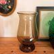 Smoky brown bubbled glass vase – flared tulip shape – vintage year
