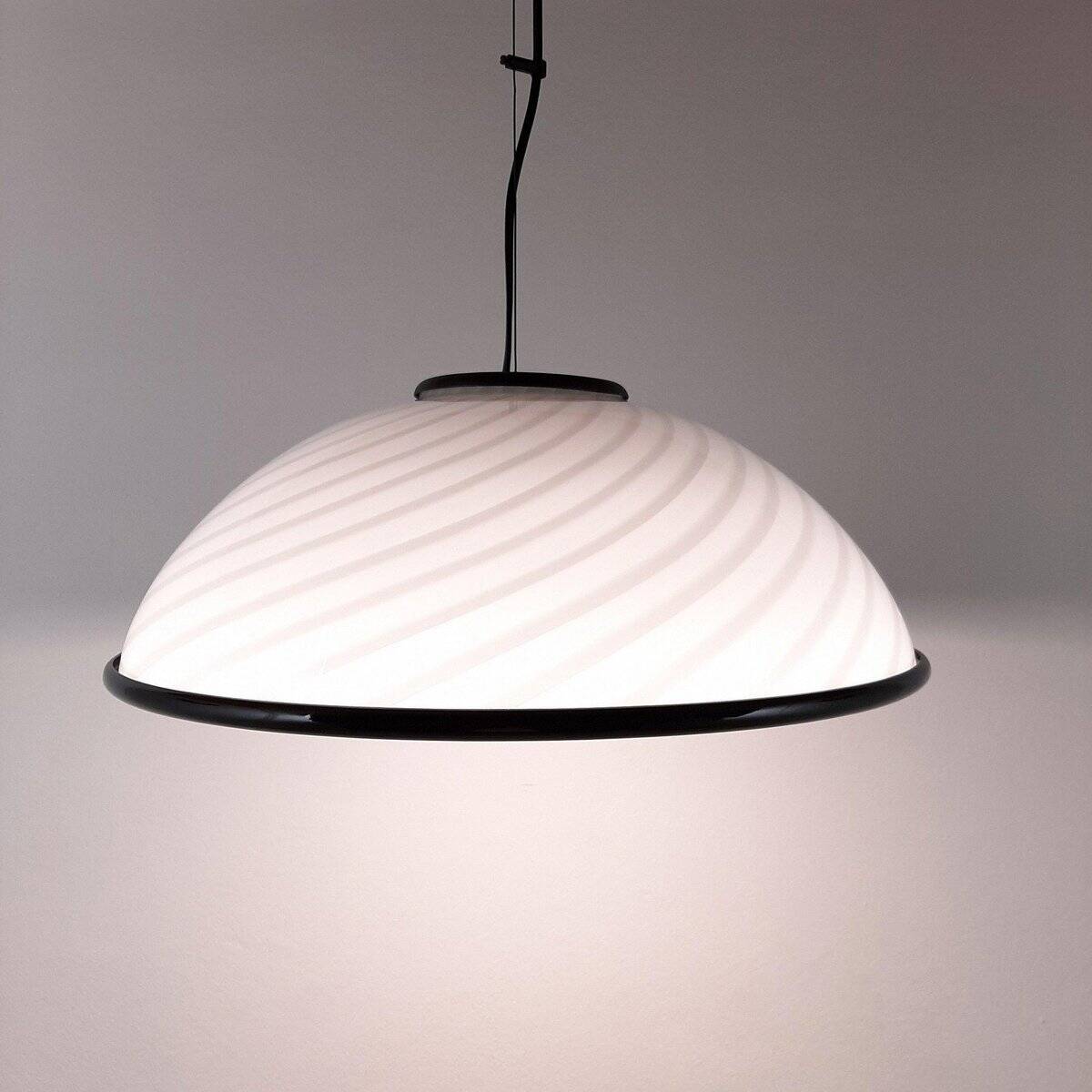 Suspension vintage italienne blanche et noire, années 1980