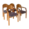 Set of solid wood armchairs and chairs by Dylund, 1970