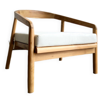 Xl deep long chair in teak wood with cushion