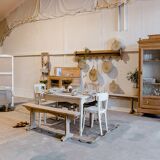 White stained & jute screen