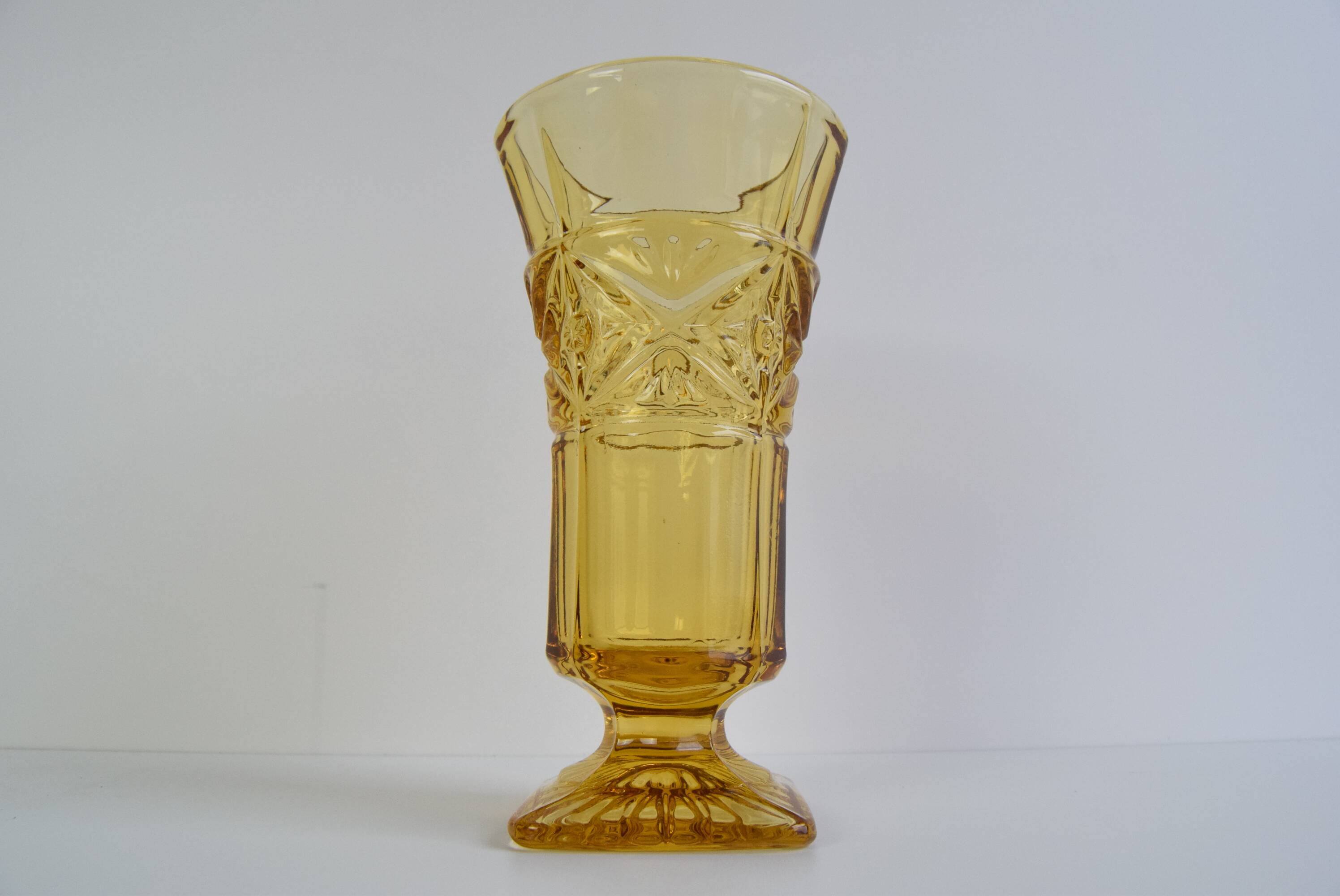 Art Deco Amber Glass Vase, 1940's.