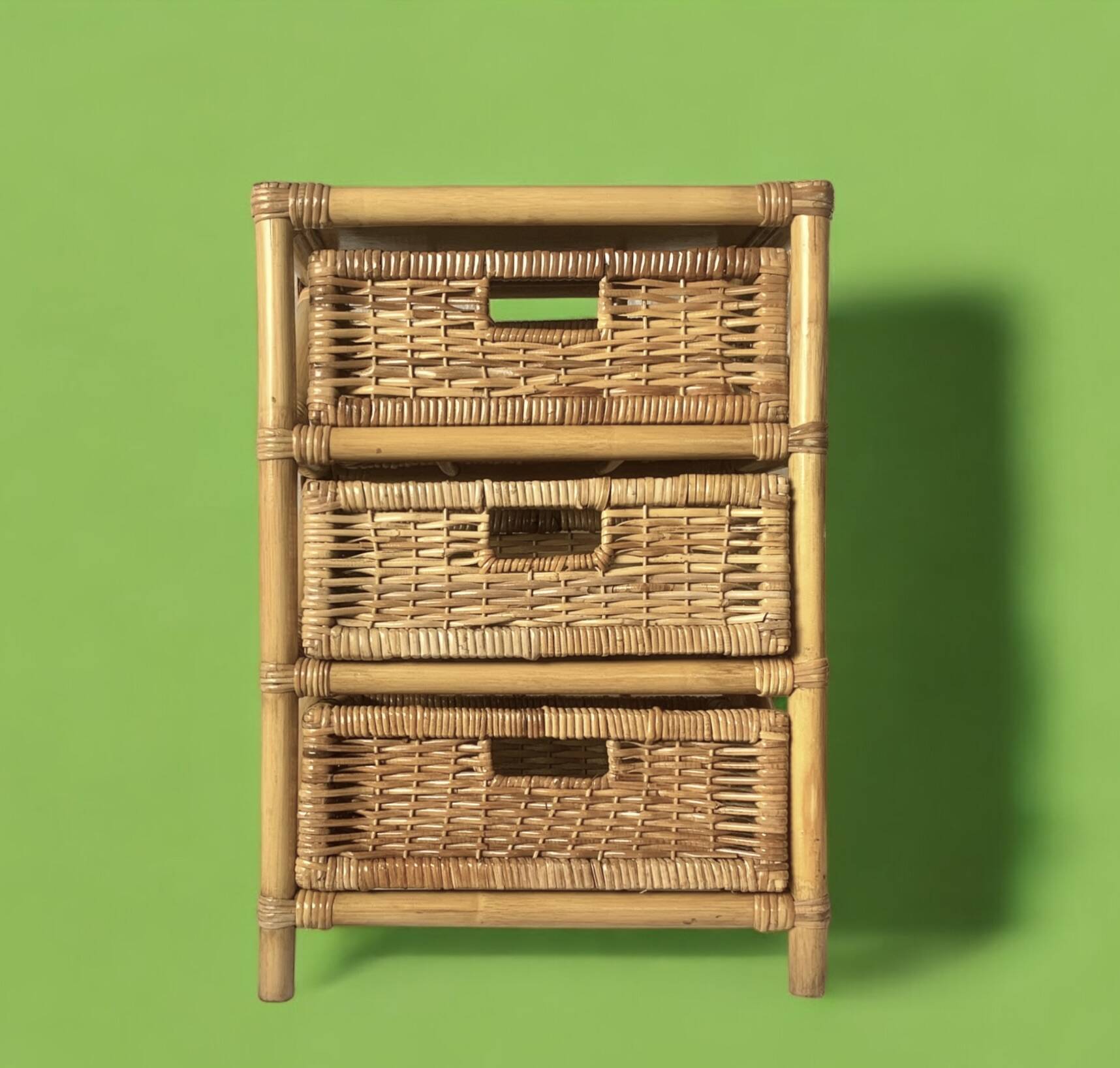 Vintage rattan and bamboo chest of drawers