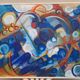 Abstract painting signed by André Meunier, modernist, design.