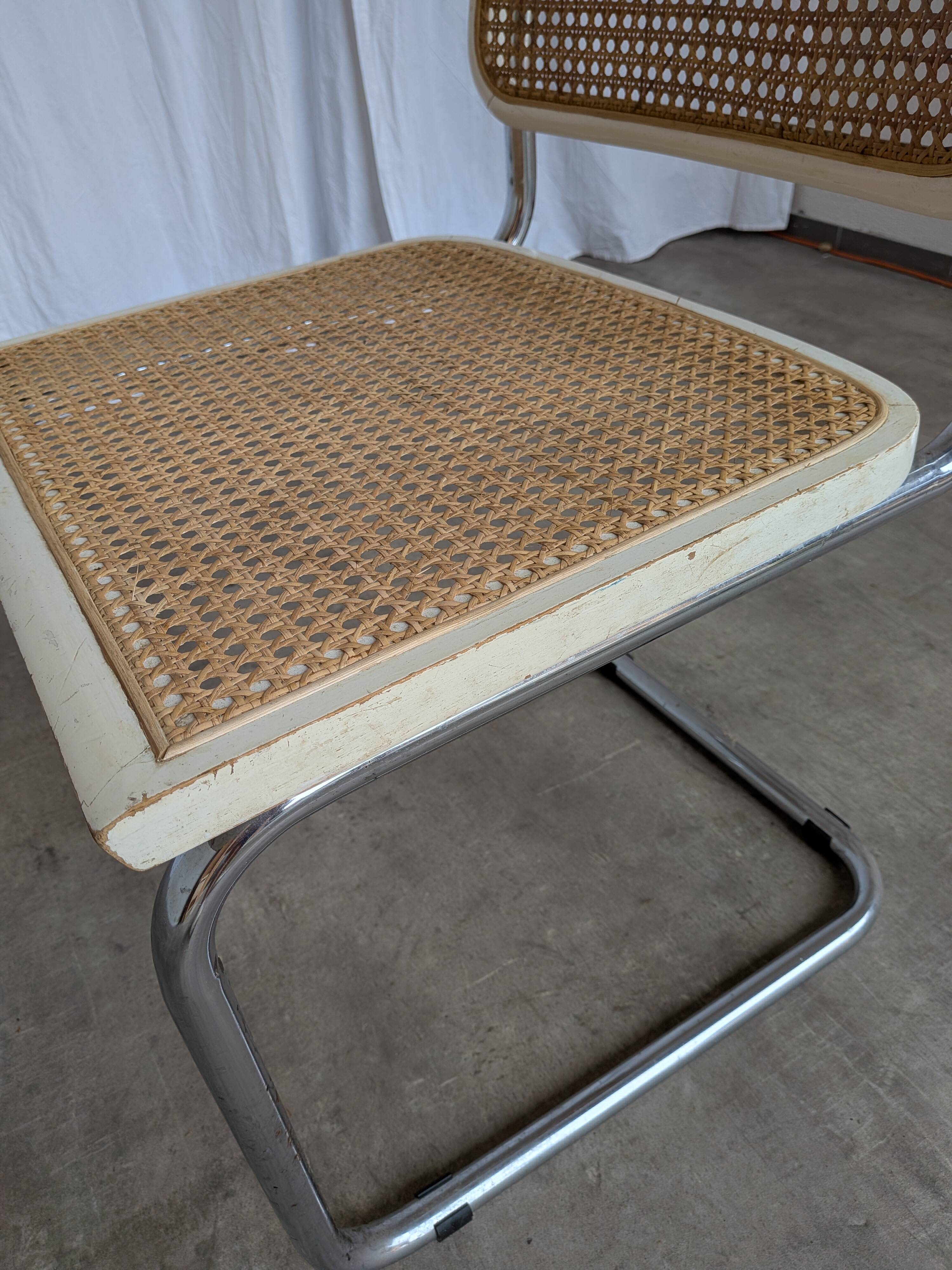 Vintage Cesca Chair: 1970s Marcel Breuer Chrome Cane Chair