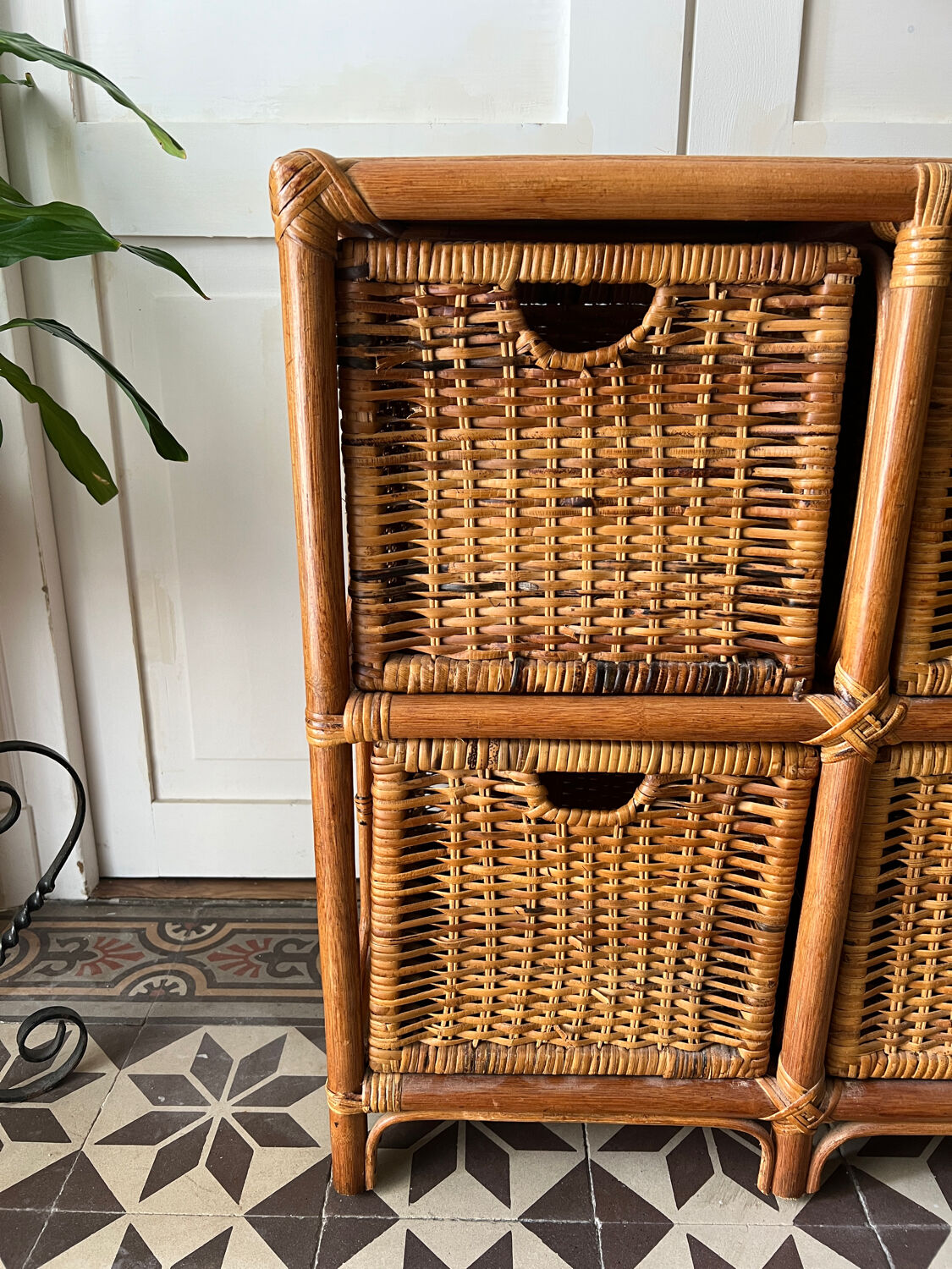 Rattan chest of drawers lockers