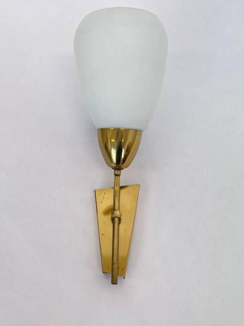 Mid Century Brass and Glass Wall Light/lamp by Kamenicky Senov - around 1970s