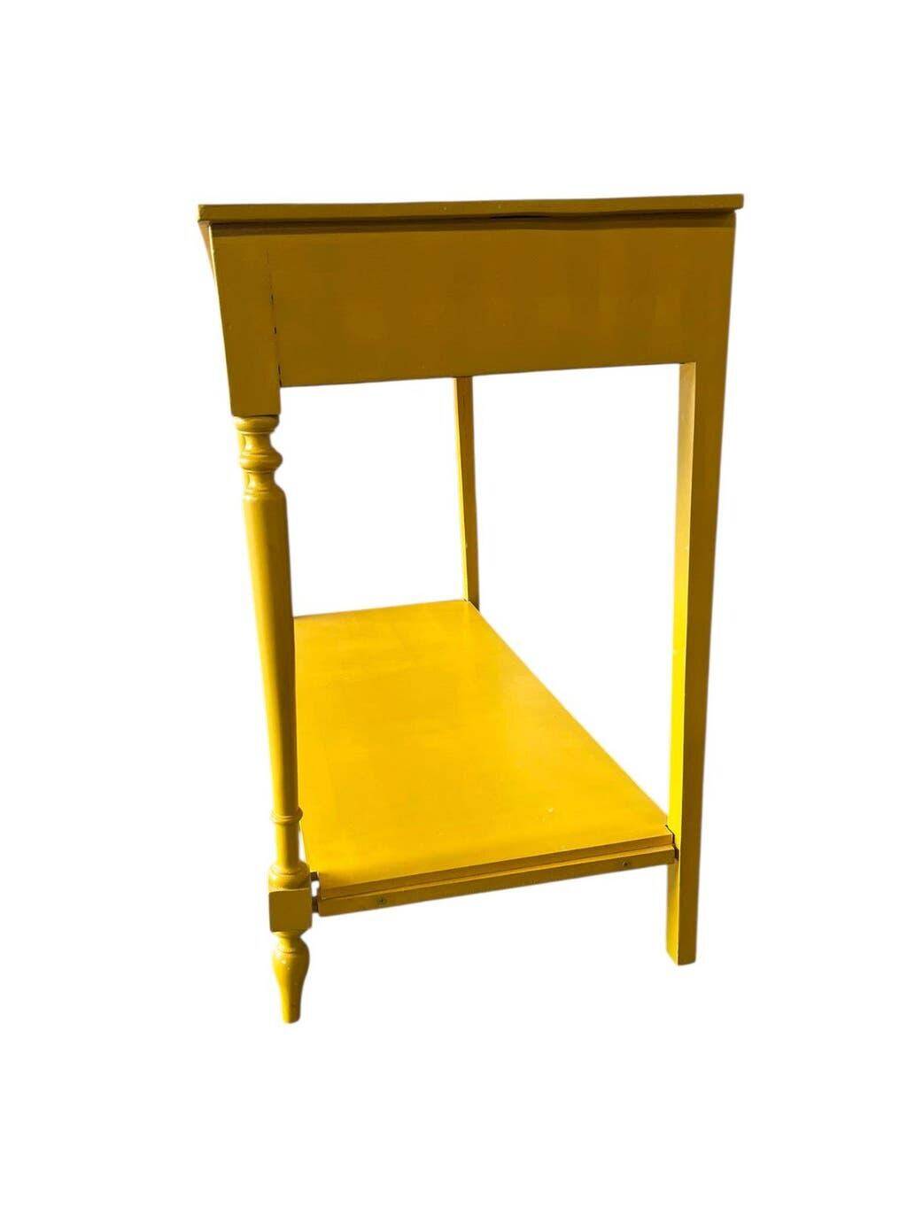 Table d'appoint/console vintage en bois jaune soleil