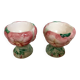 Pair of majolica egg cups