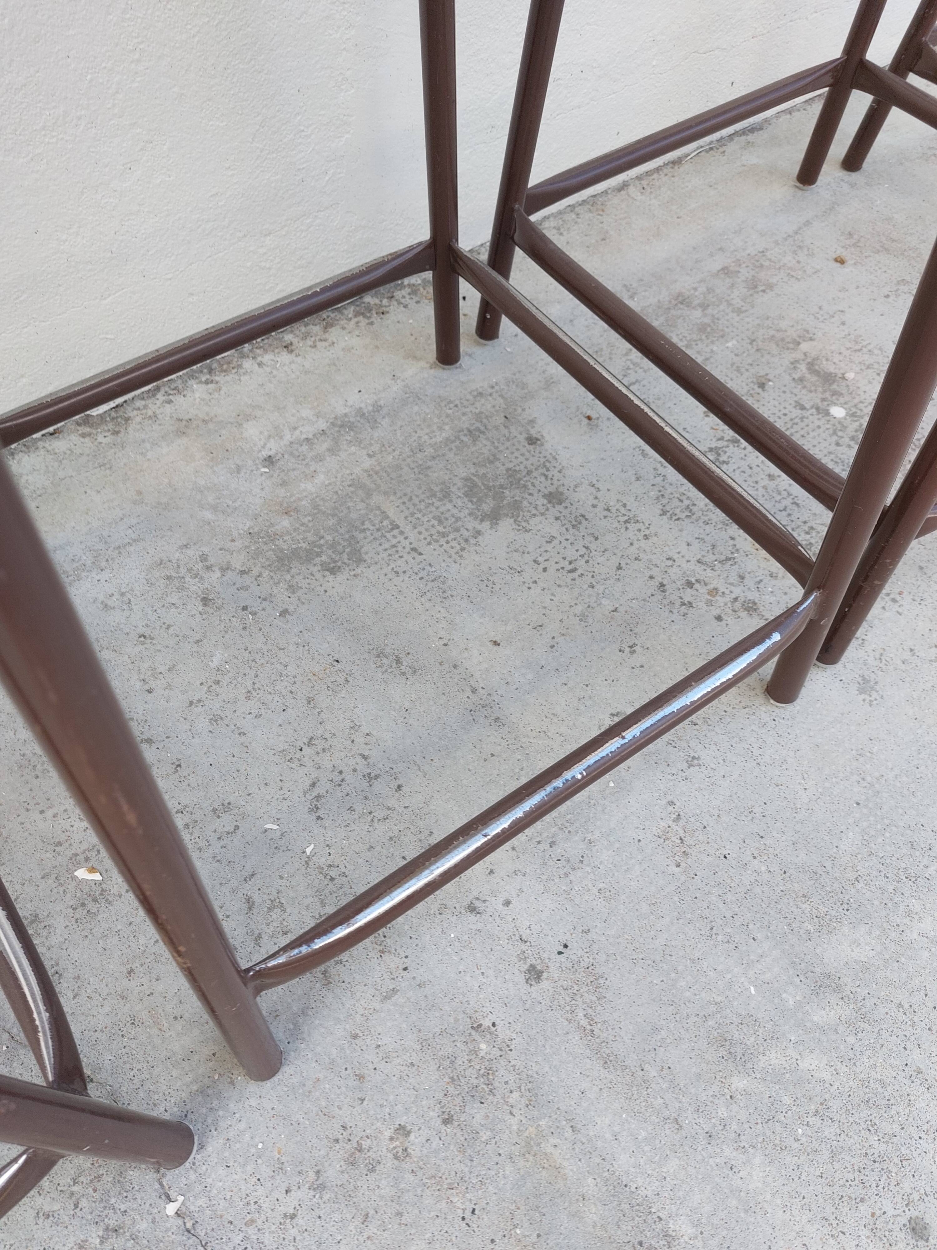 Series of 6 old workshop iron stools 1980