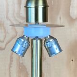 Lampe de table cuir vert daim et laiton, années 1970