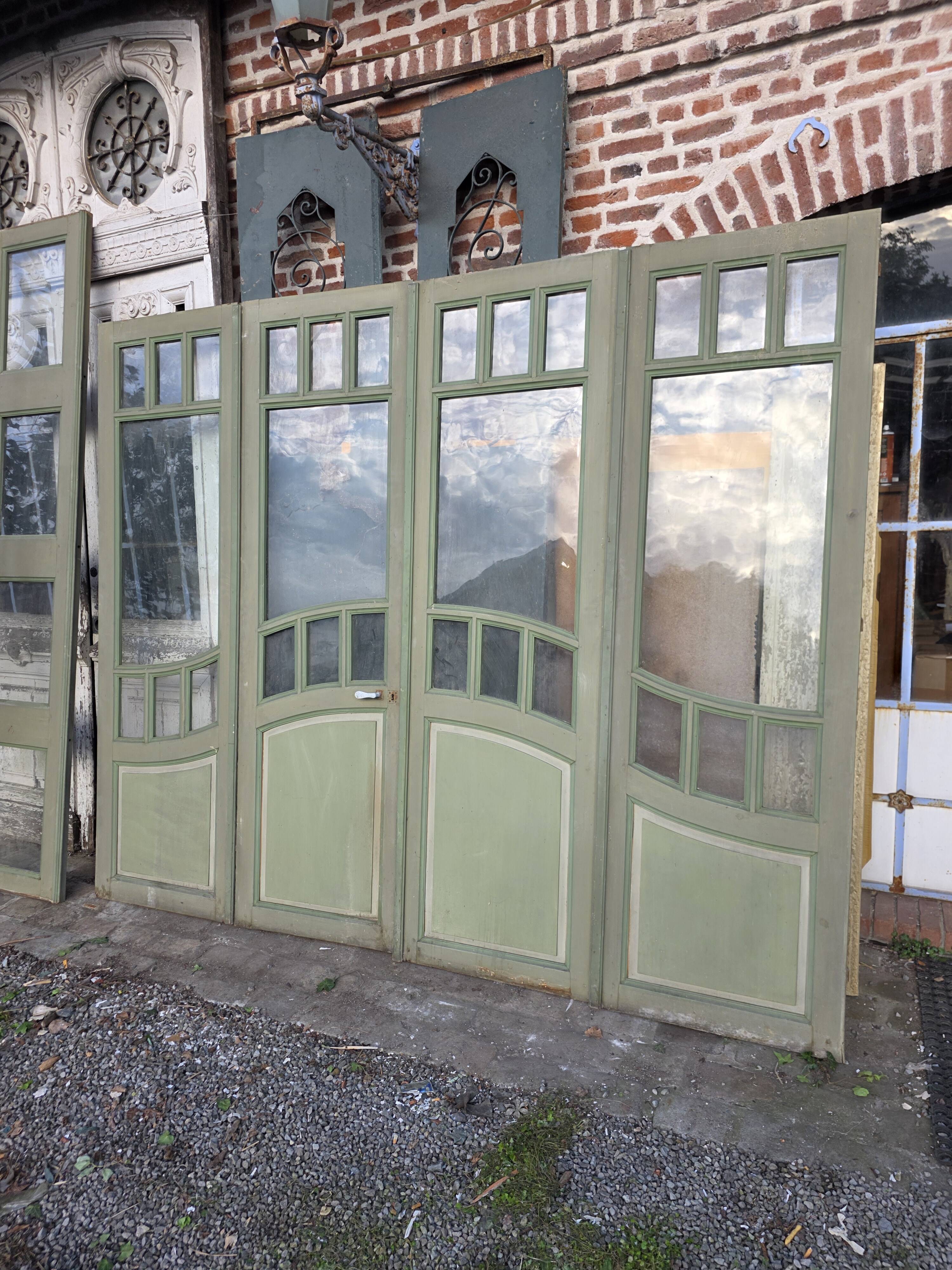 4 Art Nouveau partition doors + transom