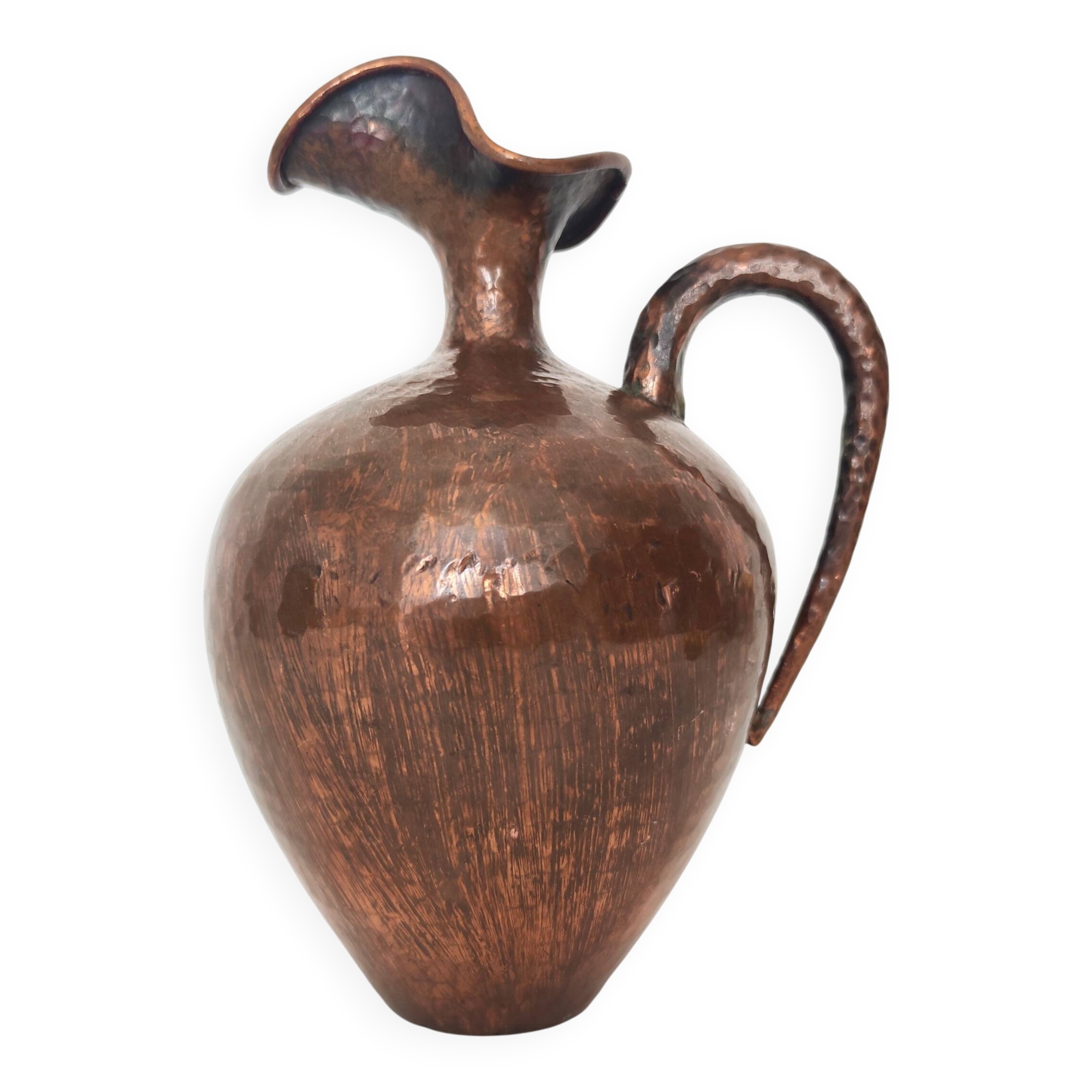 Small Vintage Embossed Copper Pitcher Vase by Egidio Casagrande, Italy