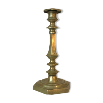 Old nineteenth brass candlestick 28 cm