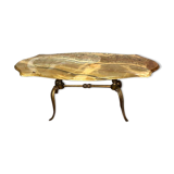 Classic brass-style coffee table and marble tray