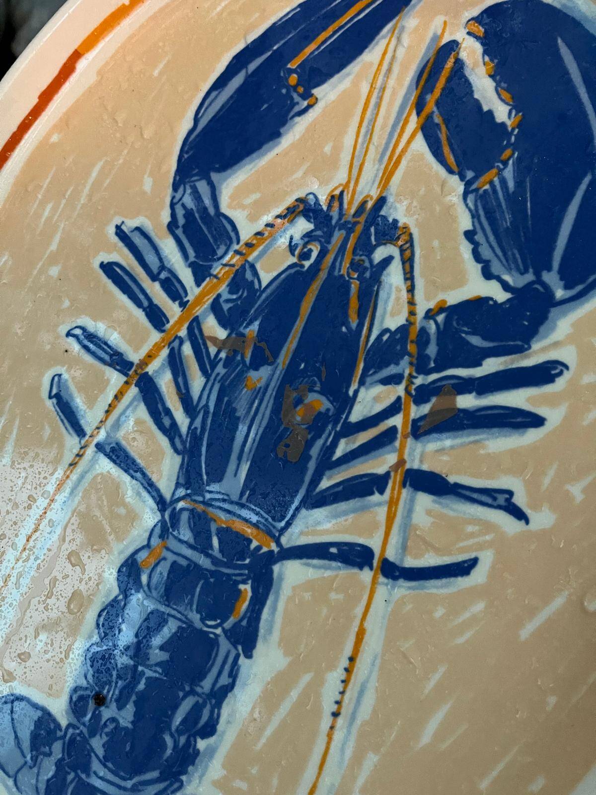 Large lobster motif dish, 37cm - alexandre benjamin navet