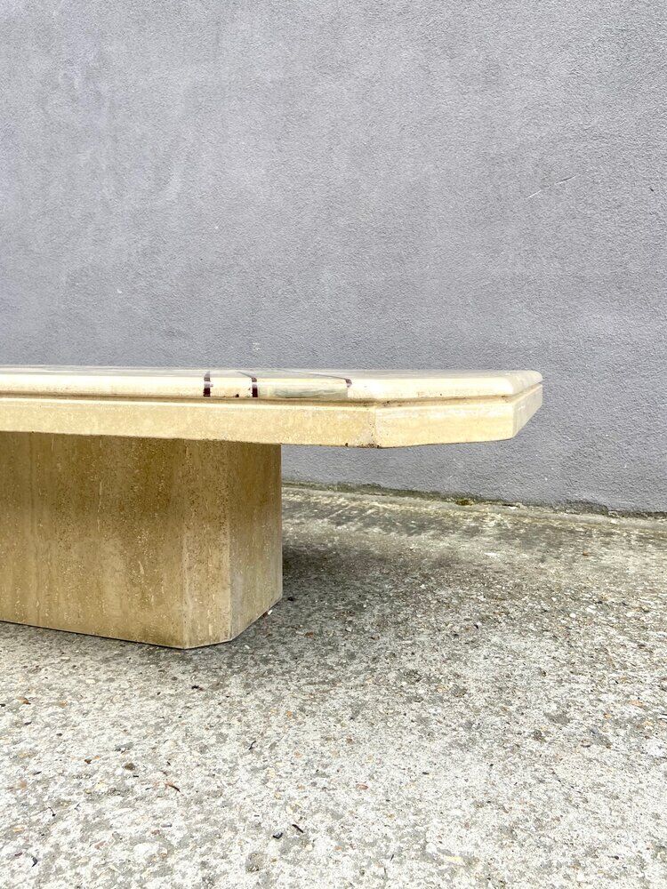 Low table in travertine and onyx 80'