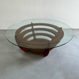 Designer coffee table, foot and circular top from the 60s