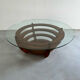 Designer coffee table, foot and circular top from the 60s