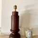Macassar wood lamp, new 2M fabric cable, cotton lampshade