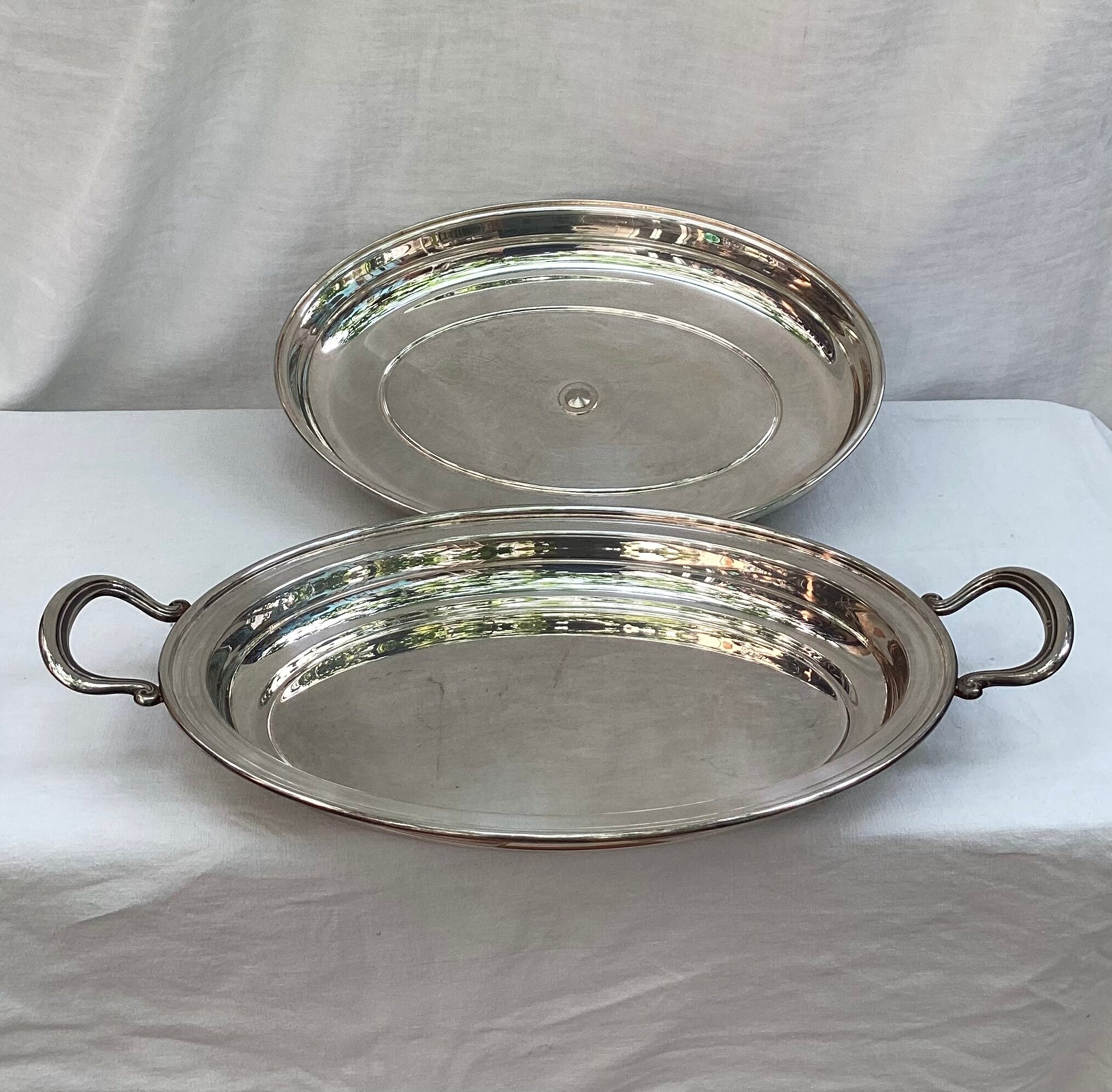 Silver metal covered dish signed Lancel dimension: height -14cm- width -48cm-