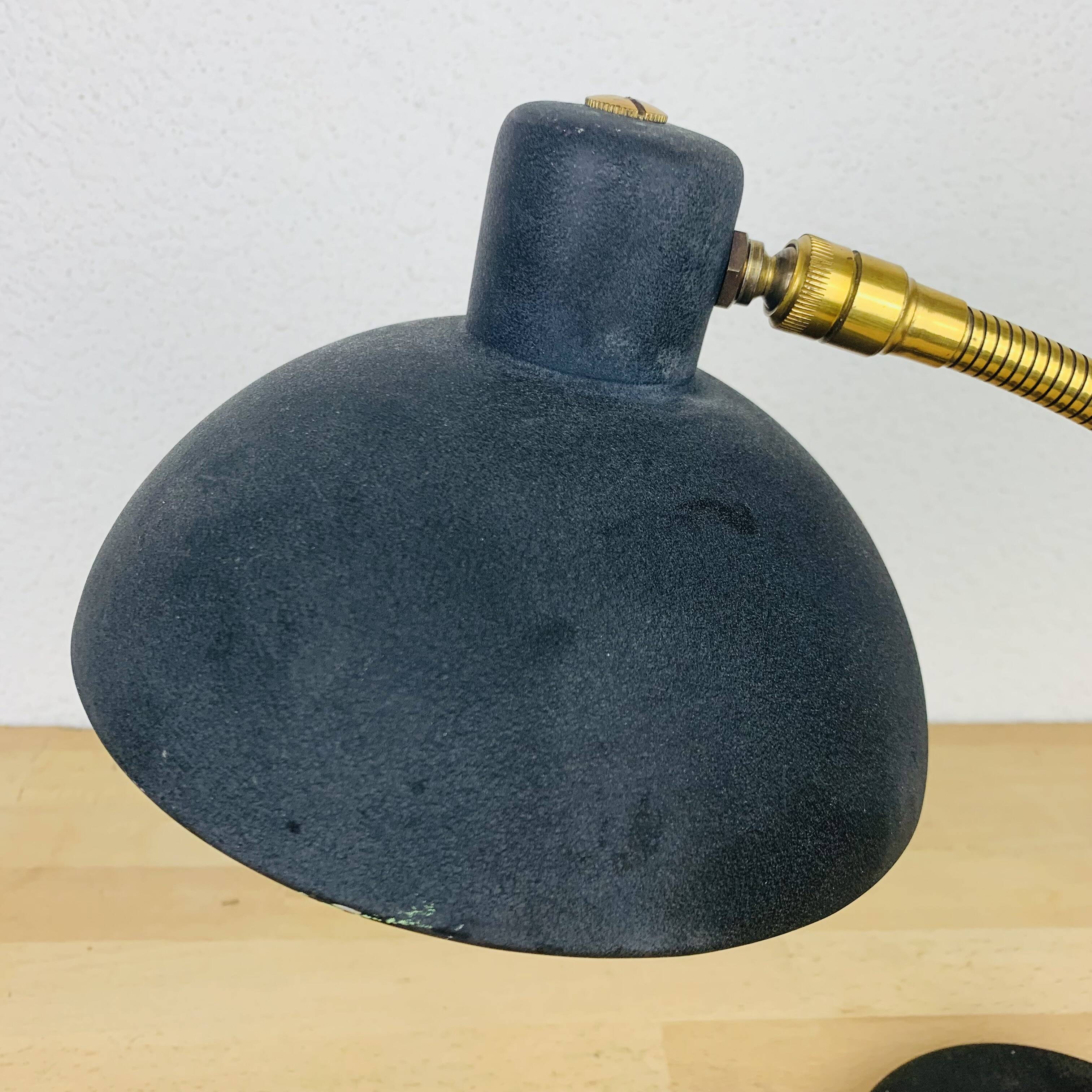 Vintage 50s brass and black lamp