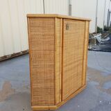 Rattan corner cupboard 1970