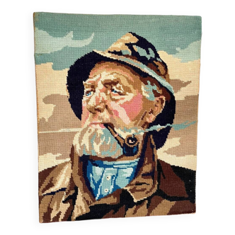 Vintage canvas 1970 The Fisherman by Haerendel