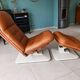 Vintage Lounge Chair & Ottoman "Origlia" – Tawny Leather & Pirelli Straps