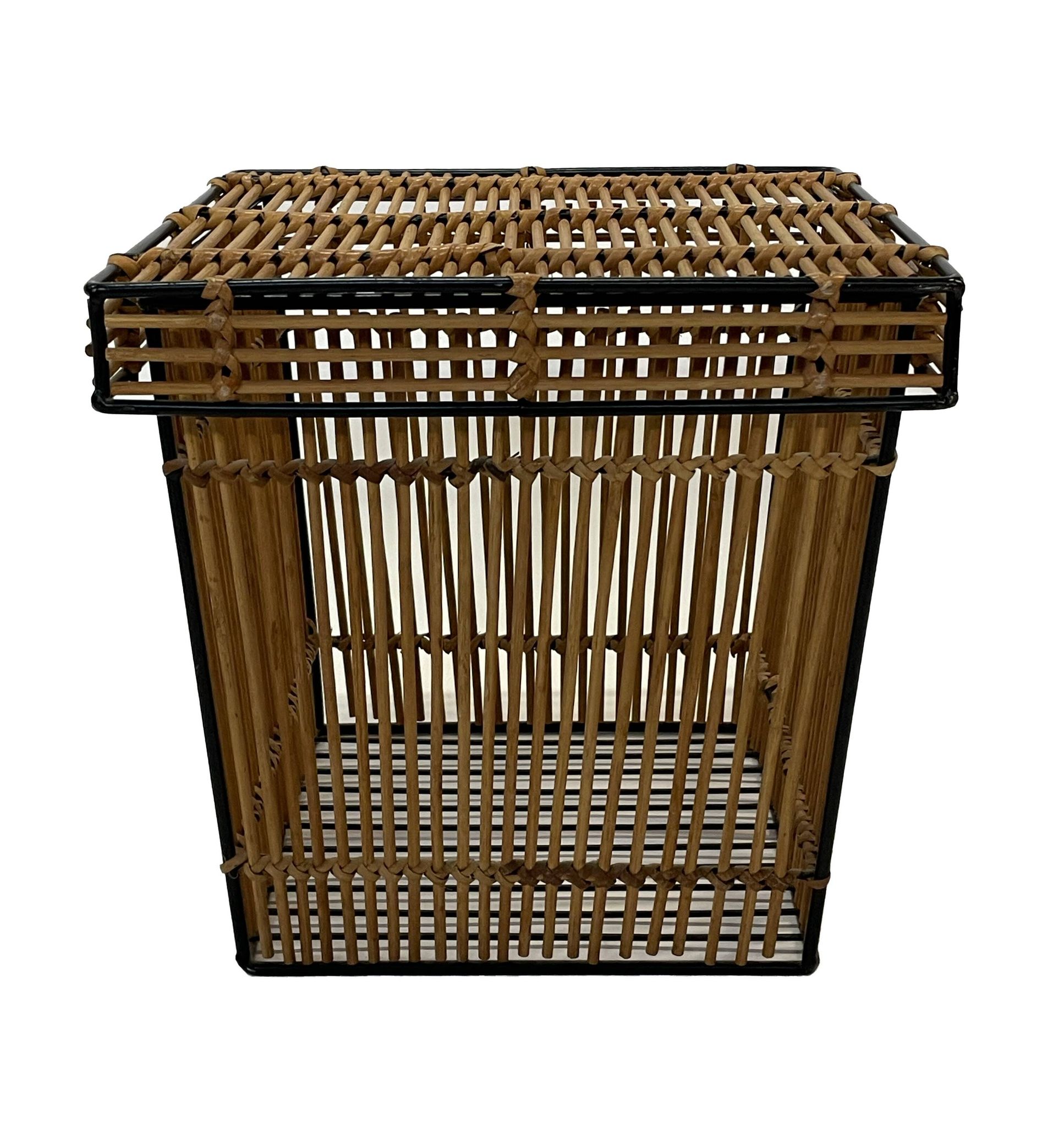 Mid Century Rohe Noordwolde rattan basket by Dirk van Sliedrecht 60's Design