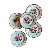 Set of 5 plates flat vintage model monique de digoin sarreguemines